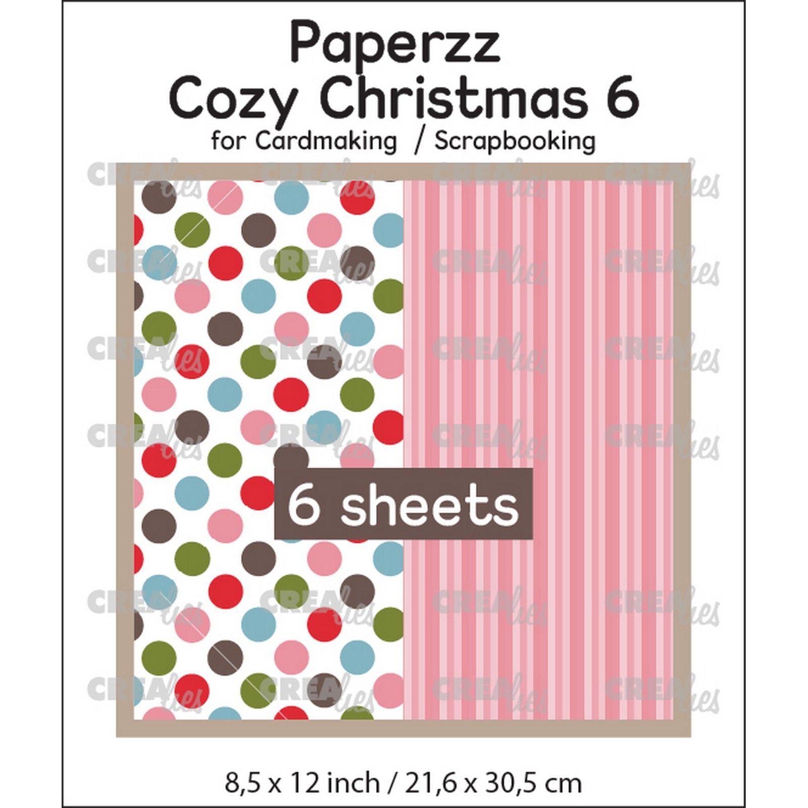 Crealies • paperzz 6x drap de Noël douillet 6 : pois + rayures roses