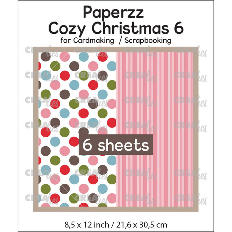 Crealies • paperzz 6x drap de Noël douillet 6 : pois + rayures roses