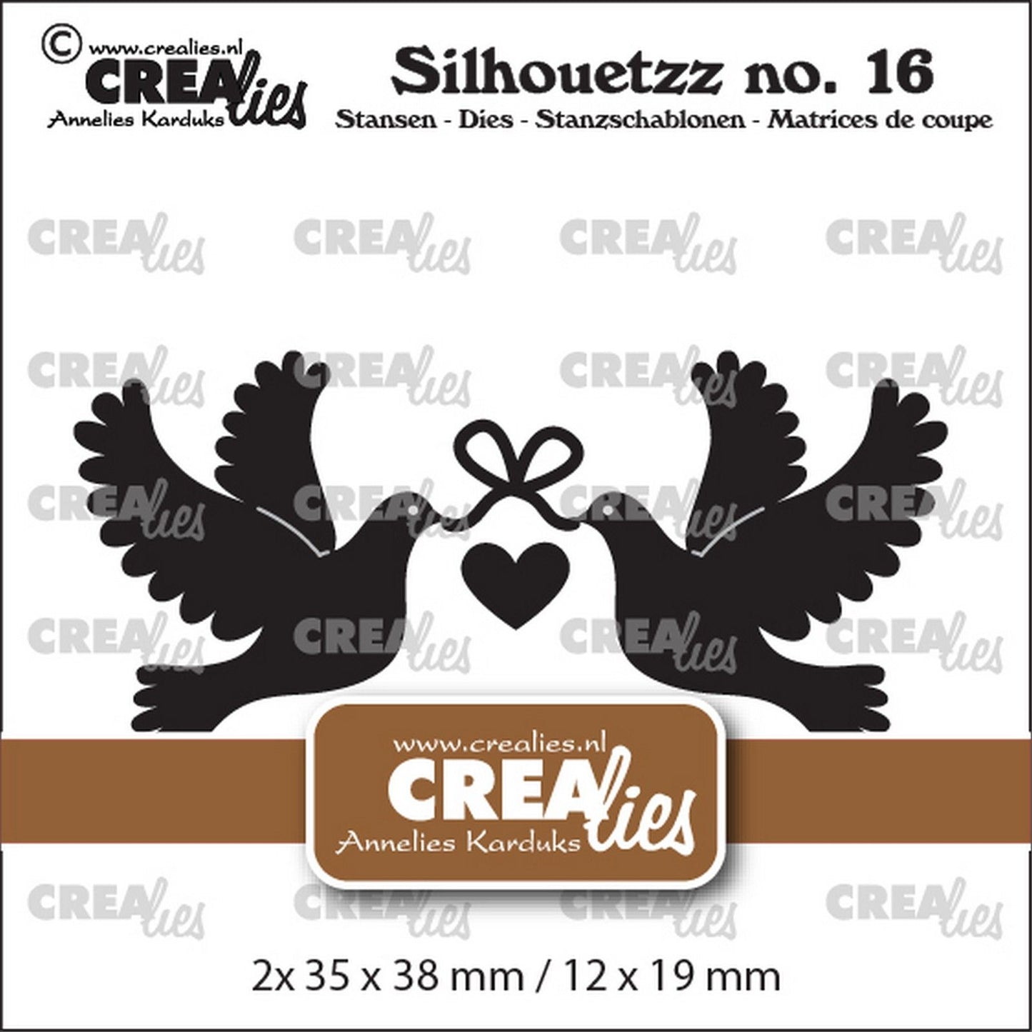 Crealies • matrices de découpe silhouettezz pigeons avec coeur