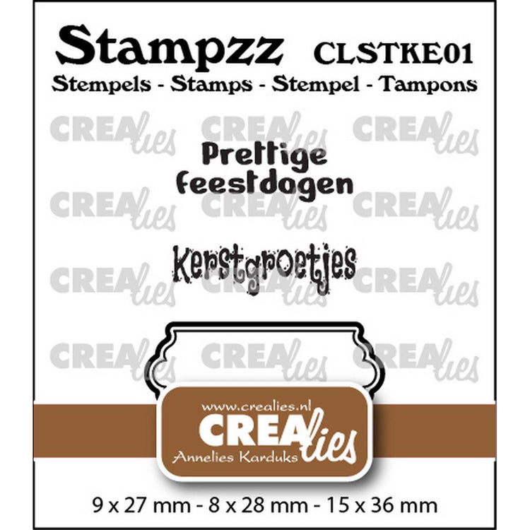 Crealies • set de tampons stampzz Noël 01 : 2 textes + 1 étiquette tag