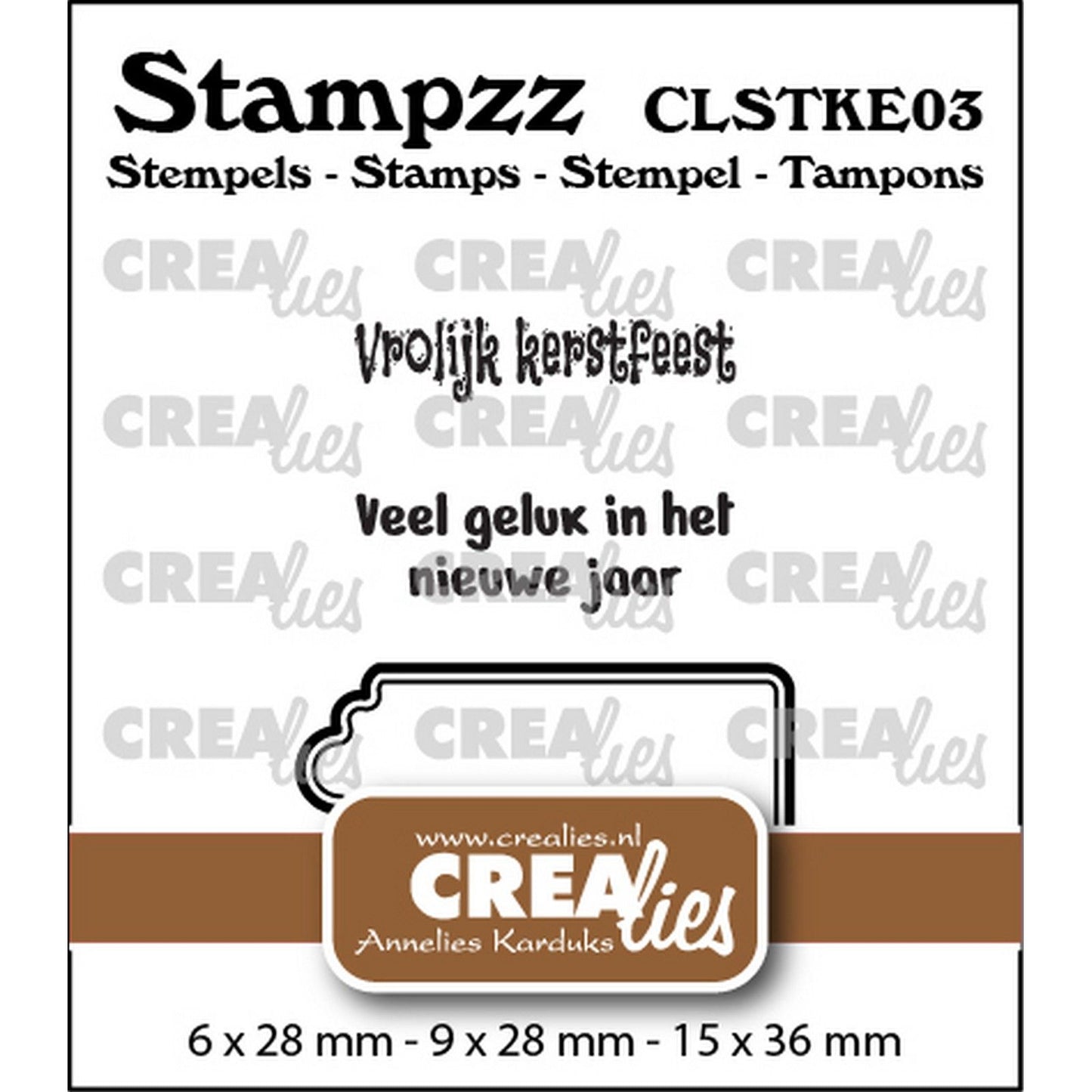 Crealies • set de tampons stampzz Noël 03 : 2 textes + 1 étiquette tag