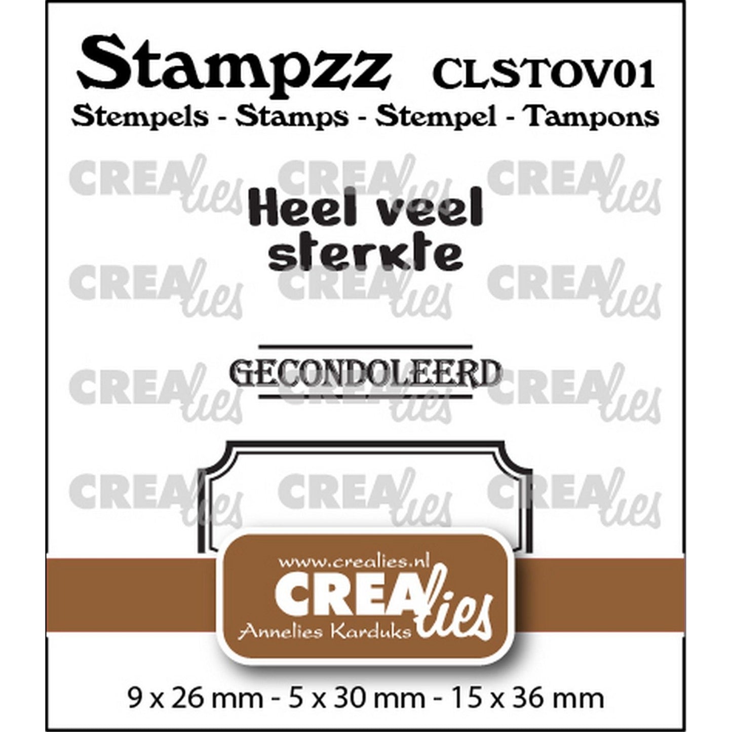 Crealies • set de tampons stampzz mort 01 : 2 textes + 1 étiquette tag