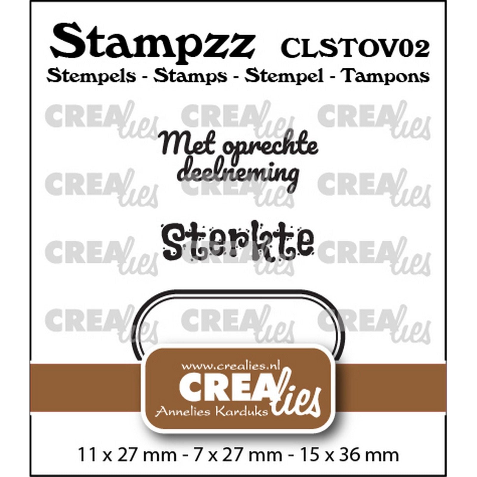 Crealies • set de tampons stampzz mort 02 : 2 textes + 1 étiquette tag