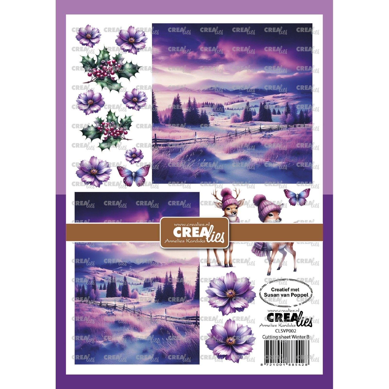 Crealies • feuille découpée hiver b 8 feuilles