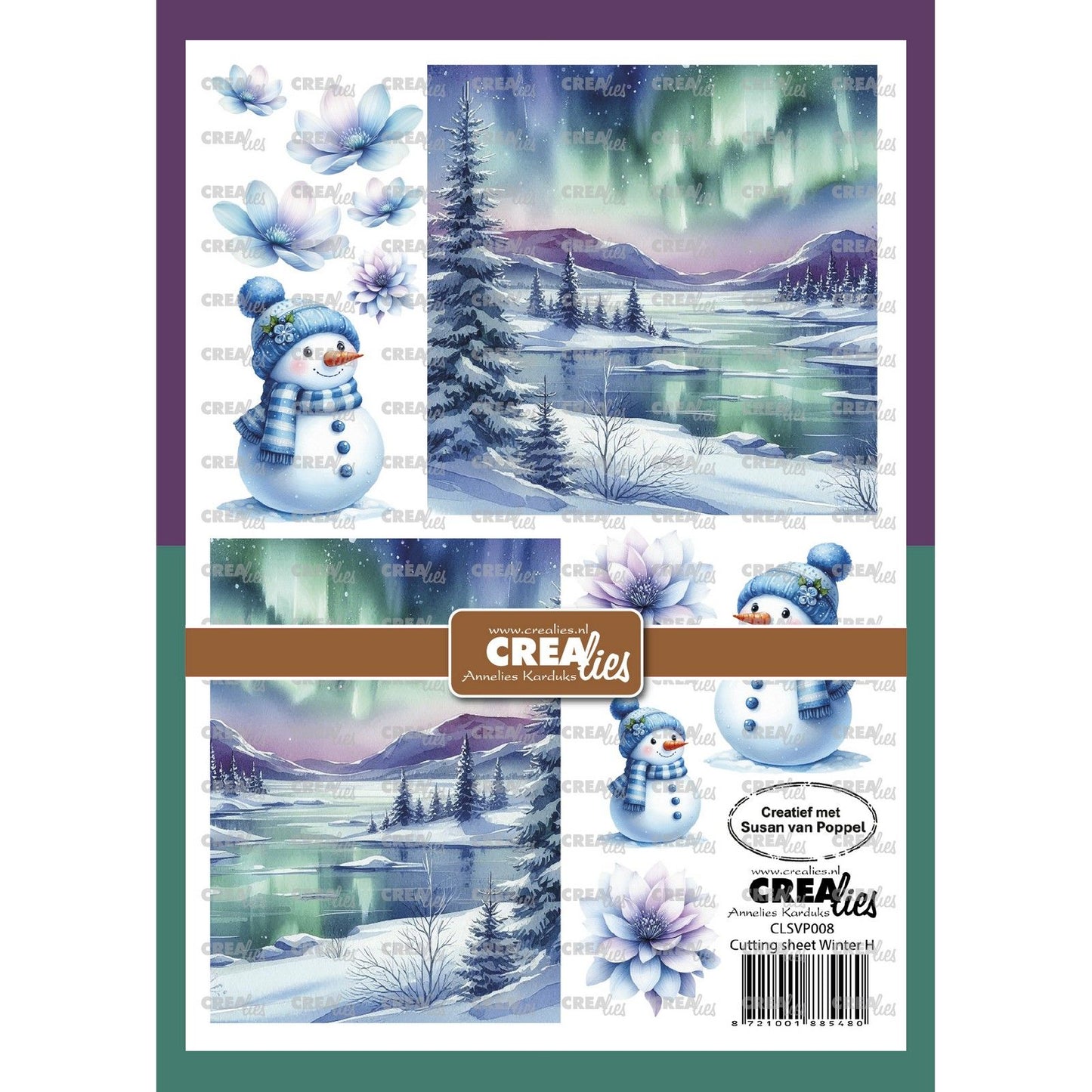 Crealies • feuille découpée hiver h 8 feuilles