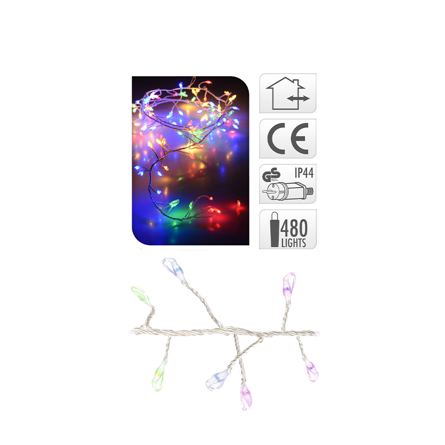 Fil de cluster LED multicolore 480 LED 480cm