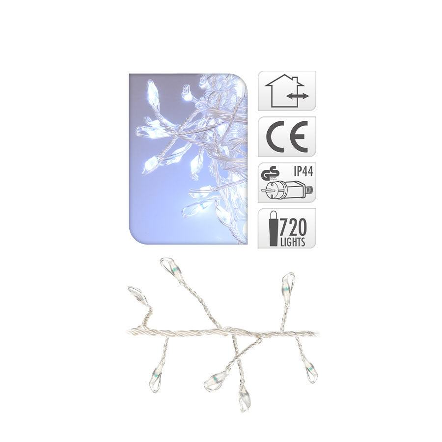 Fil de cluster blanc 720 LED 720cm