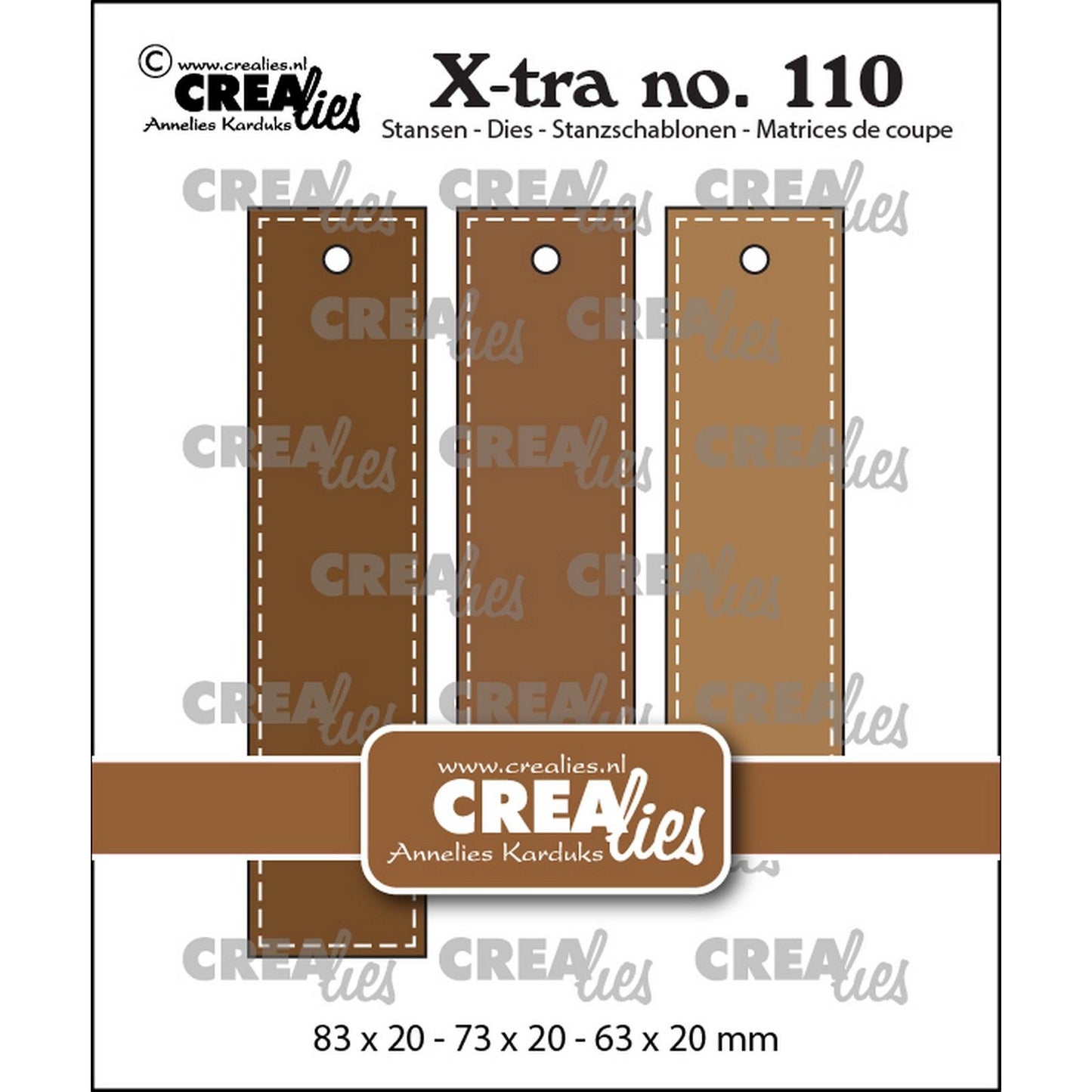 Crealies • Etiquettes extra droites avec ligne de couture