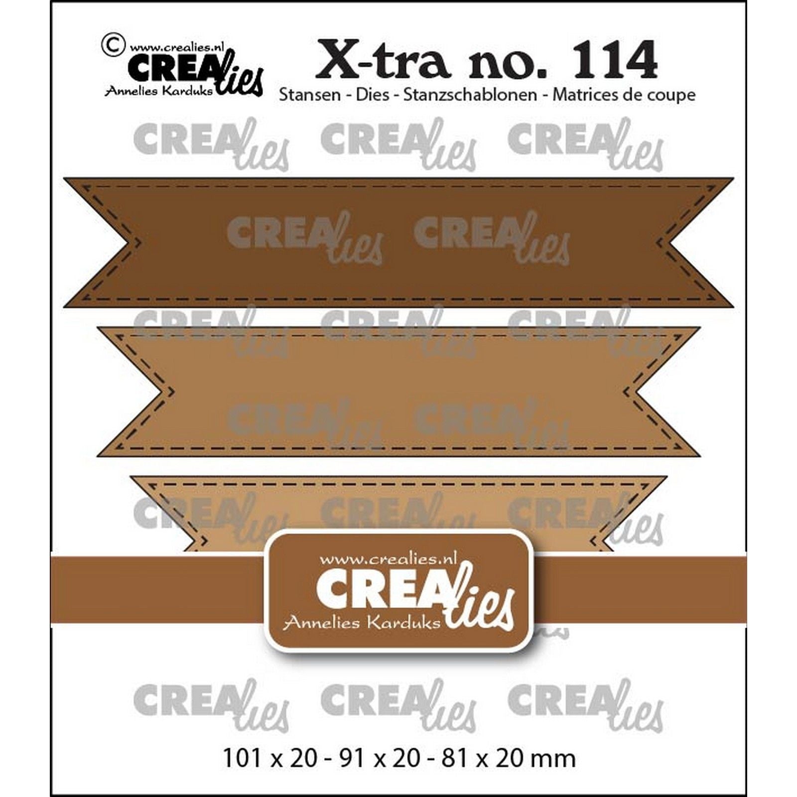 Crealies • Bannières xtra doubles avec ligne de surpiqûre