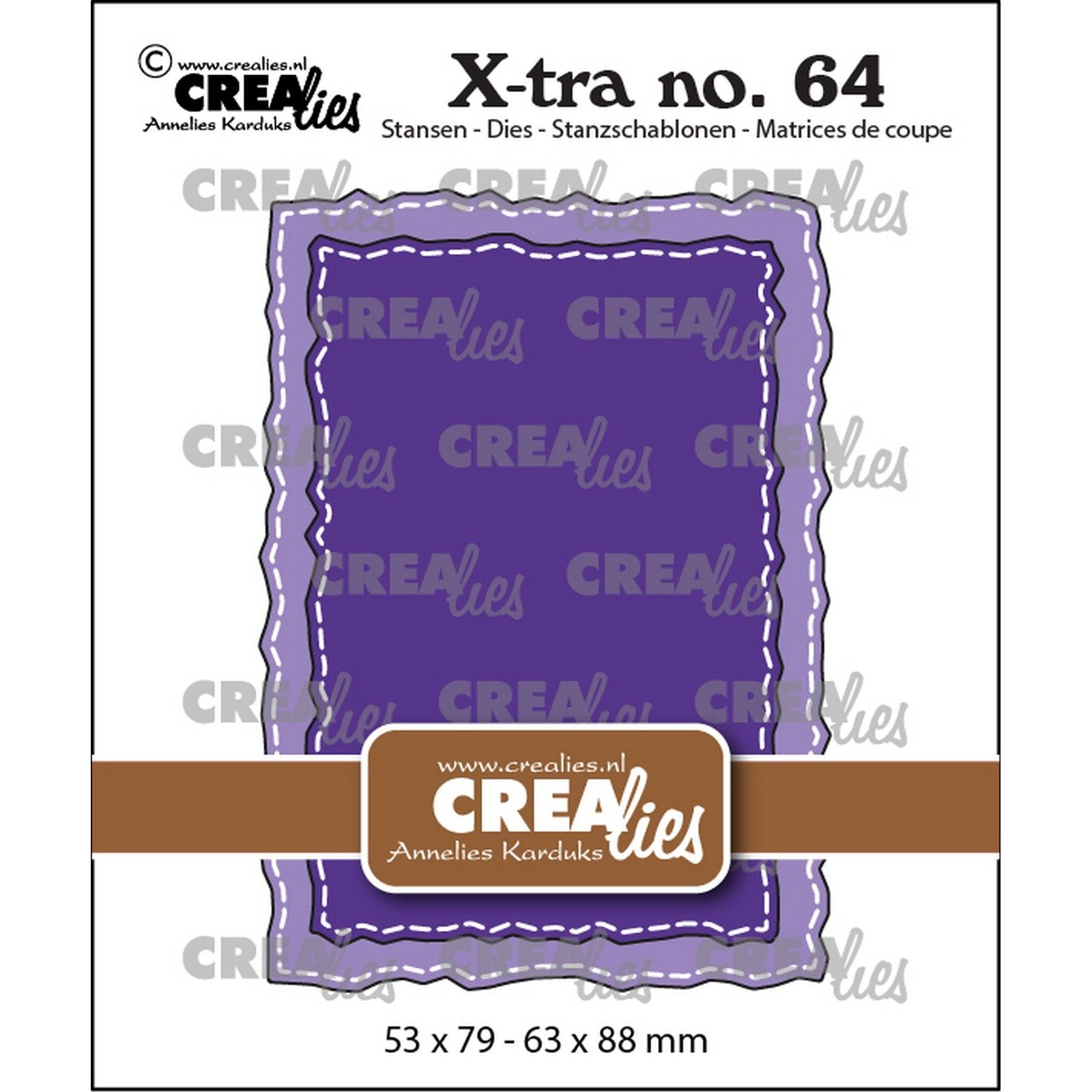 Crealies • Gabarit de découpe X-tra avec bords bruts et ligne de point de verrouillage
