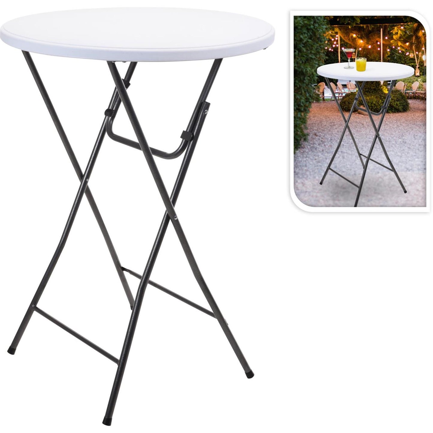 Table haute blanc ø80xh110cm