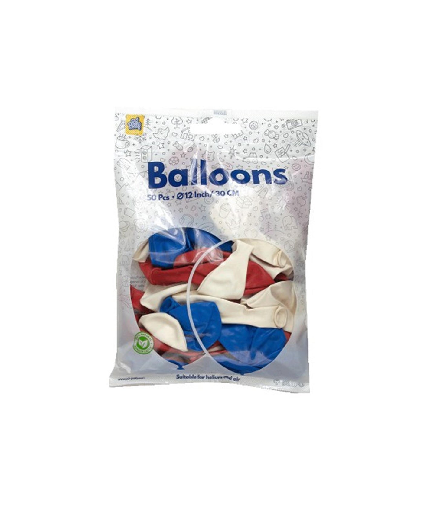 Paperdreams ballons rouge blanc bleu 30cm 50 pièces