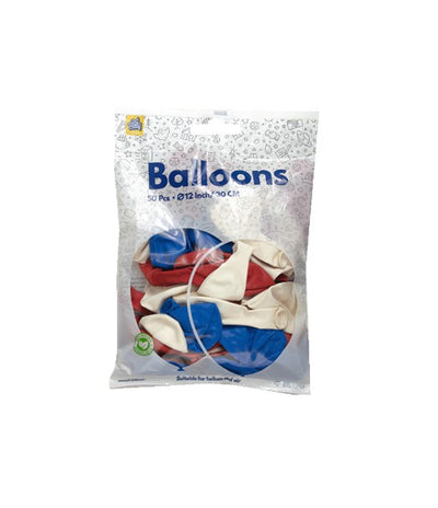 Paperdreams ballons rouge blanc bleu 30cm 50 pièces