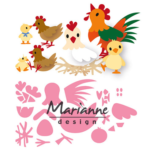 Marianne design • pochoir de découpe et de gaufrage à collectionner La famille des poulets d'Eline