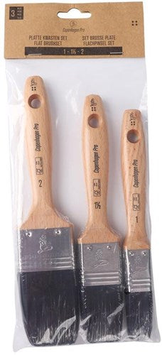 Copenhagen pro brush set - pinceau plat - taille 1-1,5-2 - cheveux synthétiques - 3 pièces - manche en bois fsc - 23.900.04