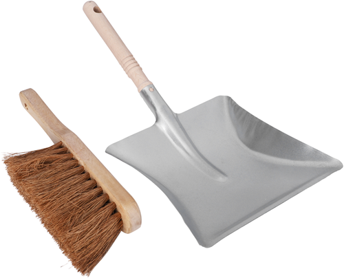 Pelle et pelle à poussière pro Copenhague | balayeuse à main en noix de coco | 29 cm | boîte en métal avec manche en bois | fsc-23.464.01