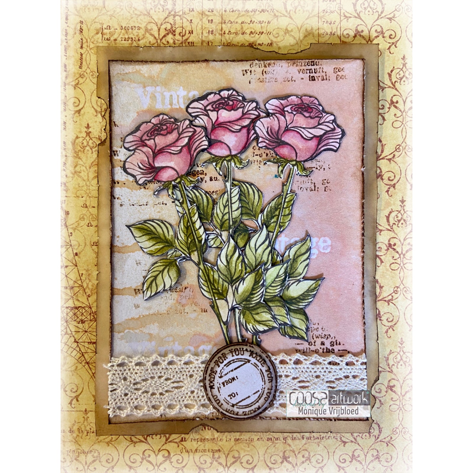 Artisanat Coosa • tampons transparents #22 fleurs postales 1 9x20cm