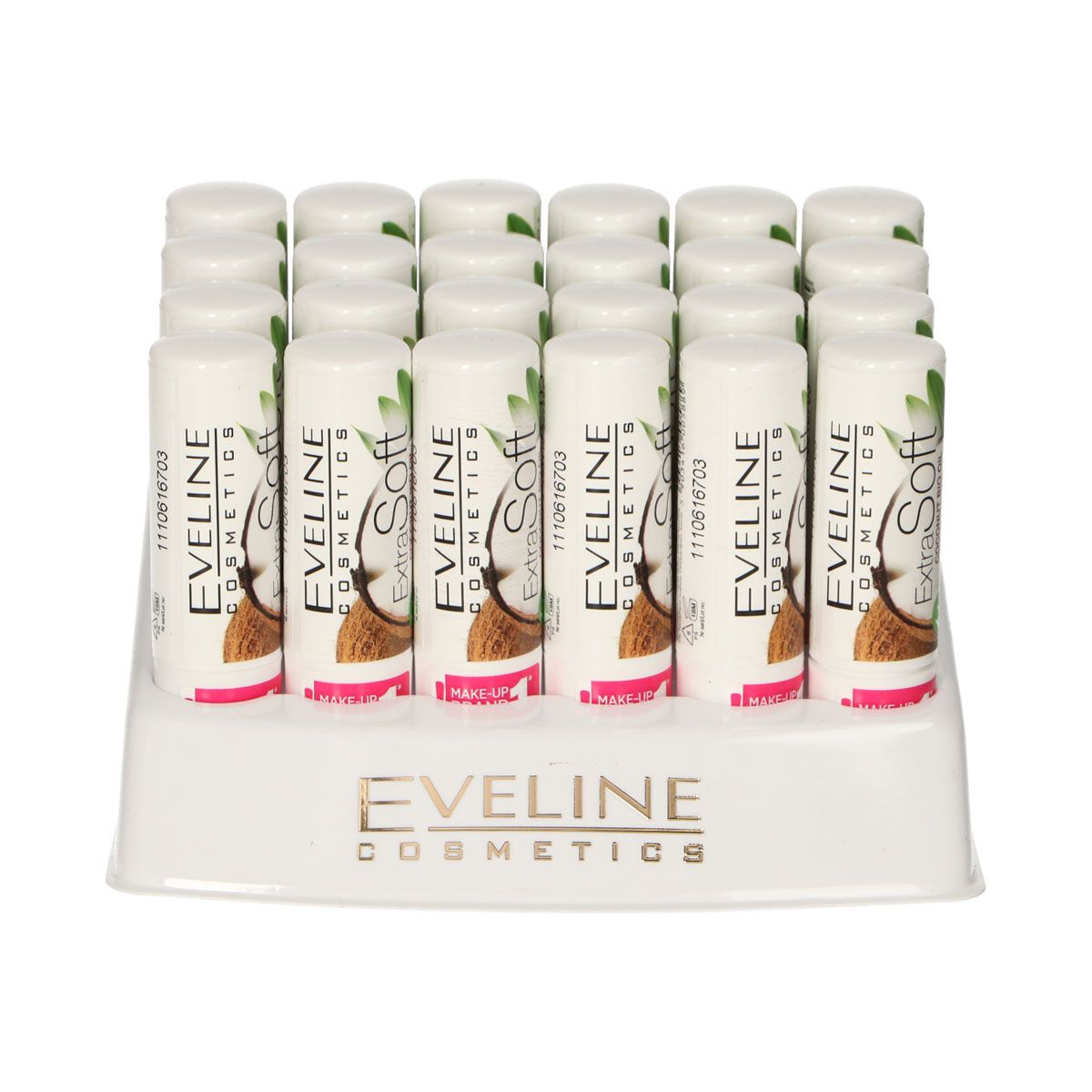 Eveline baume à lèvres bio extra doux noix de coco présentoir 24 pièces