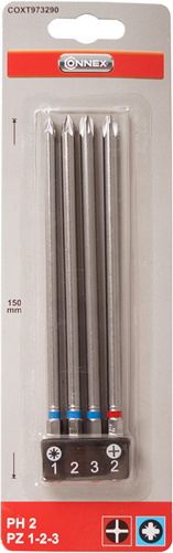 Jeu d'embouts Connex 150mm ph+pz 4pcs - coxt973290
