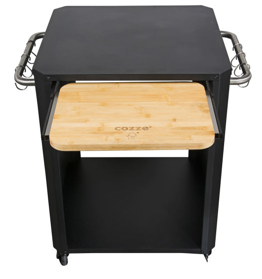 Table en plein air cozze avec table extensible pour le four à pizza noir