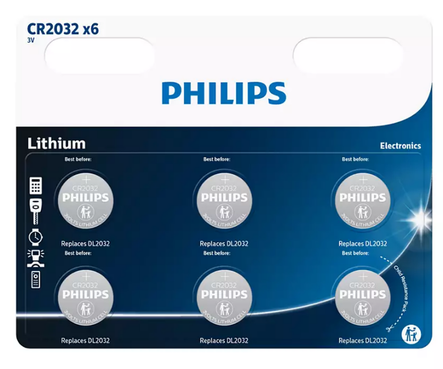 Sales de batterie Europe Battery Lithium CR2032, 6e.