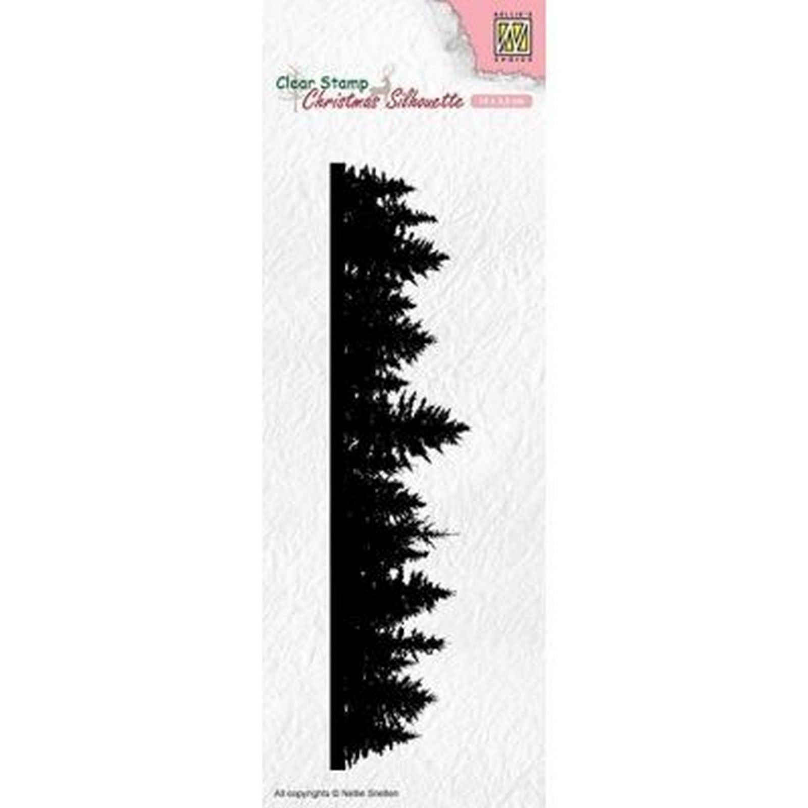 Le choix de Nellie • Tampon transparent silhouettes de Noël, bordure en forme de pin (15x3,5 cm)
