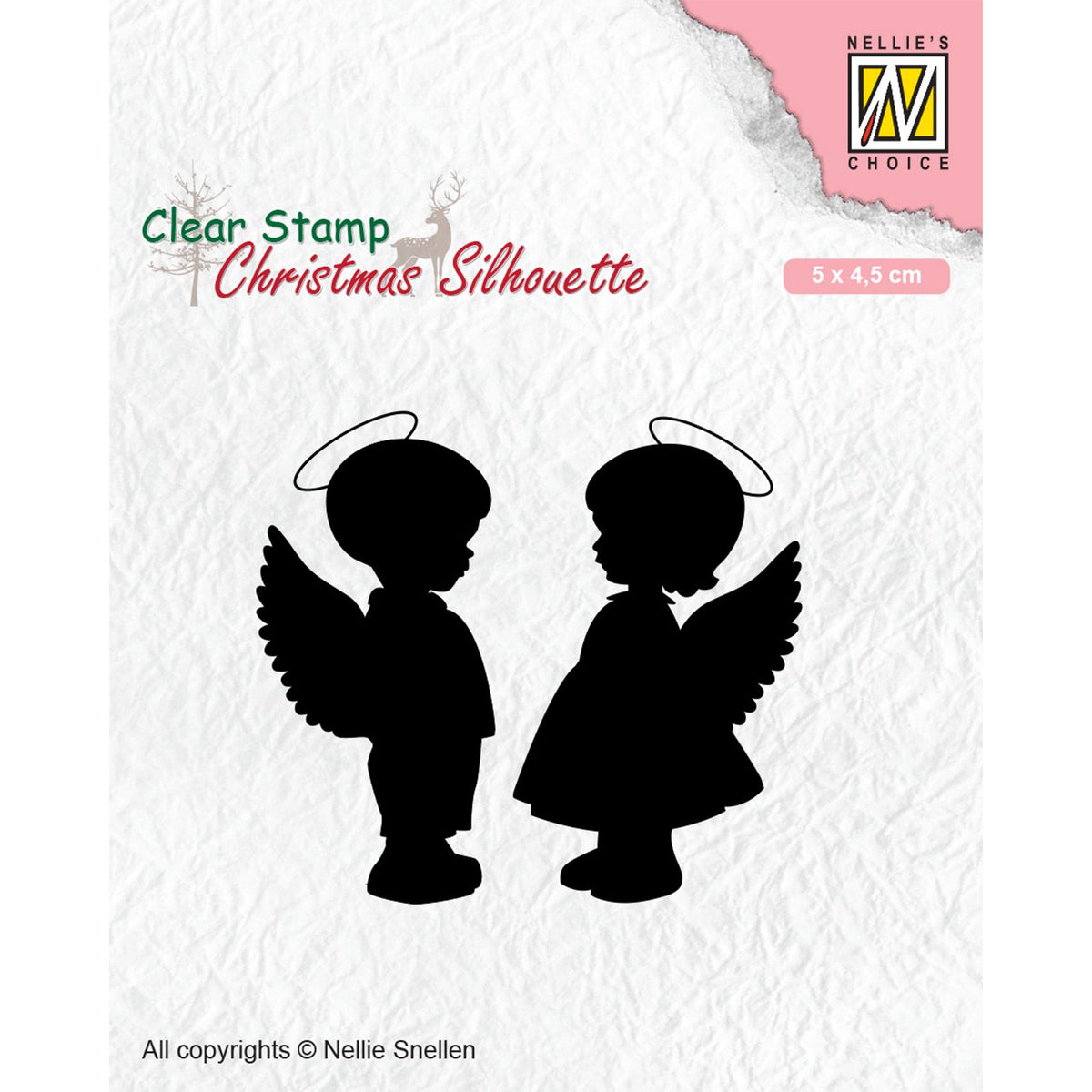 Le choix de Nellie • Timbre transparent silhouettes de Noël Angelgirl et -boy (5x4,5 cm)