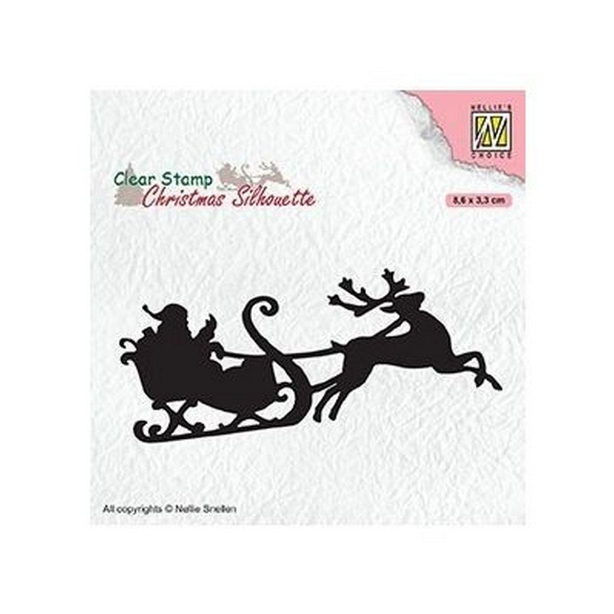 Le choix de Nellie • Tampon transparent silhouettes de Noël Père Noël avec tour de tour de renne (86x33 mm)