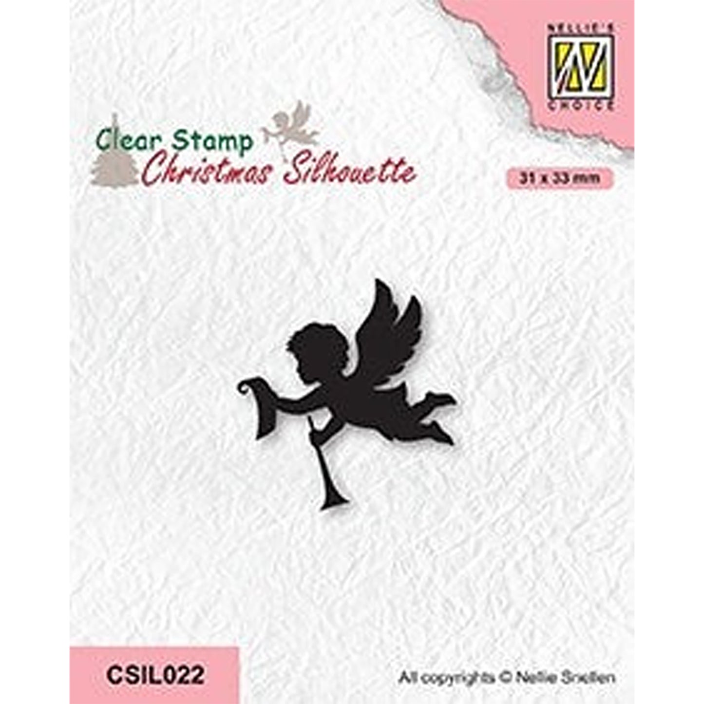 Le choix de Nellie • Timbre transparent silhouettes de Noël ange avec message