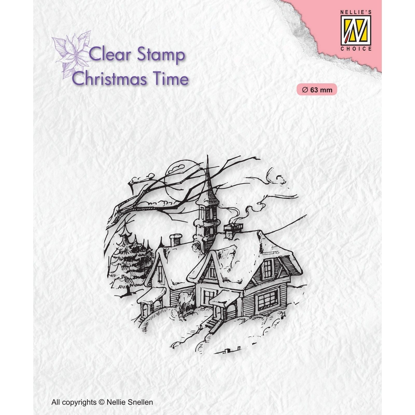 Le choix de Nellie • Timbres transparents pour la période de Noël, scène de Noël enneigée