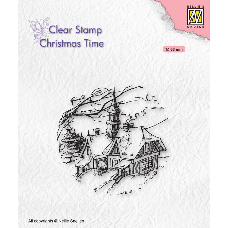 Le choix de Nellie • Timbres transparents pour la période de Noël, scène de Noël enneigée