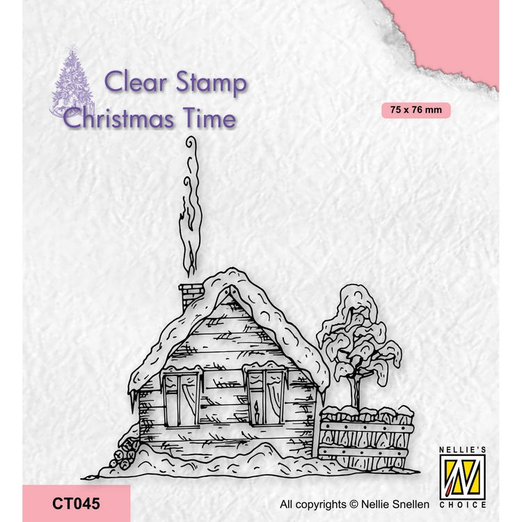 Le choix de Nellie • Timbres transparents pour Noël, chalet enneigé-2