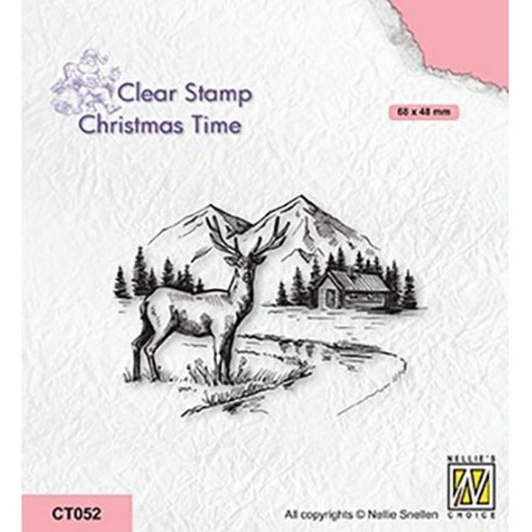 Le choix de Nellie • Timbres transparents pour la période de Noël, paysage d'hiver avec cerf