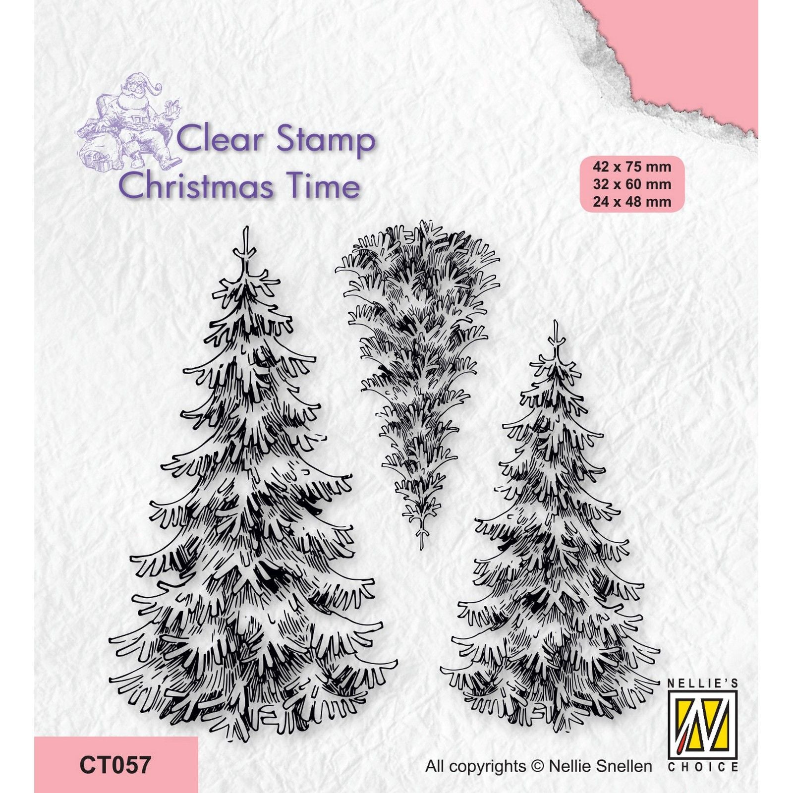 Le choix de Nellie • Timbres transparents pour la période de Noël 3 sapins enneigés