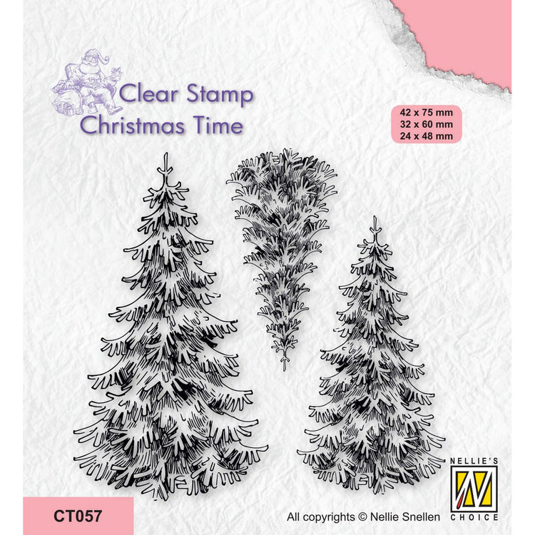 Le choix de Nellie • Timbres transparents pour la période de Noël 3 sapins enneigés