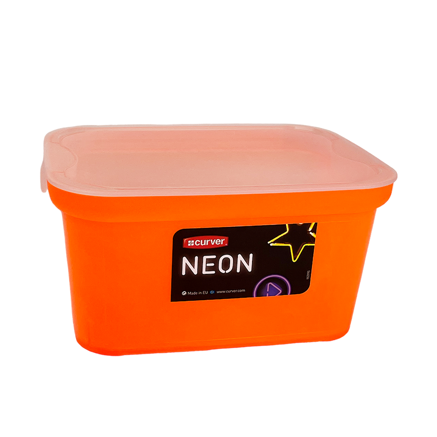 Boîte de rangement Curver avec couvercle orange fluo 5 litres