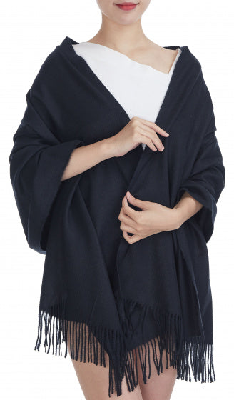 CWI Écharpe dames 180 x 70 cm Viscose bleu foncé