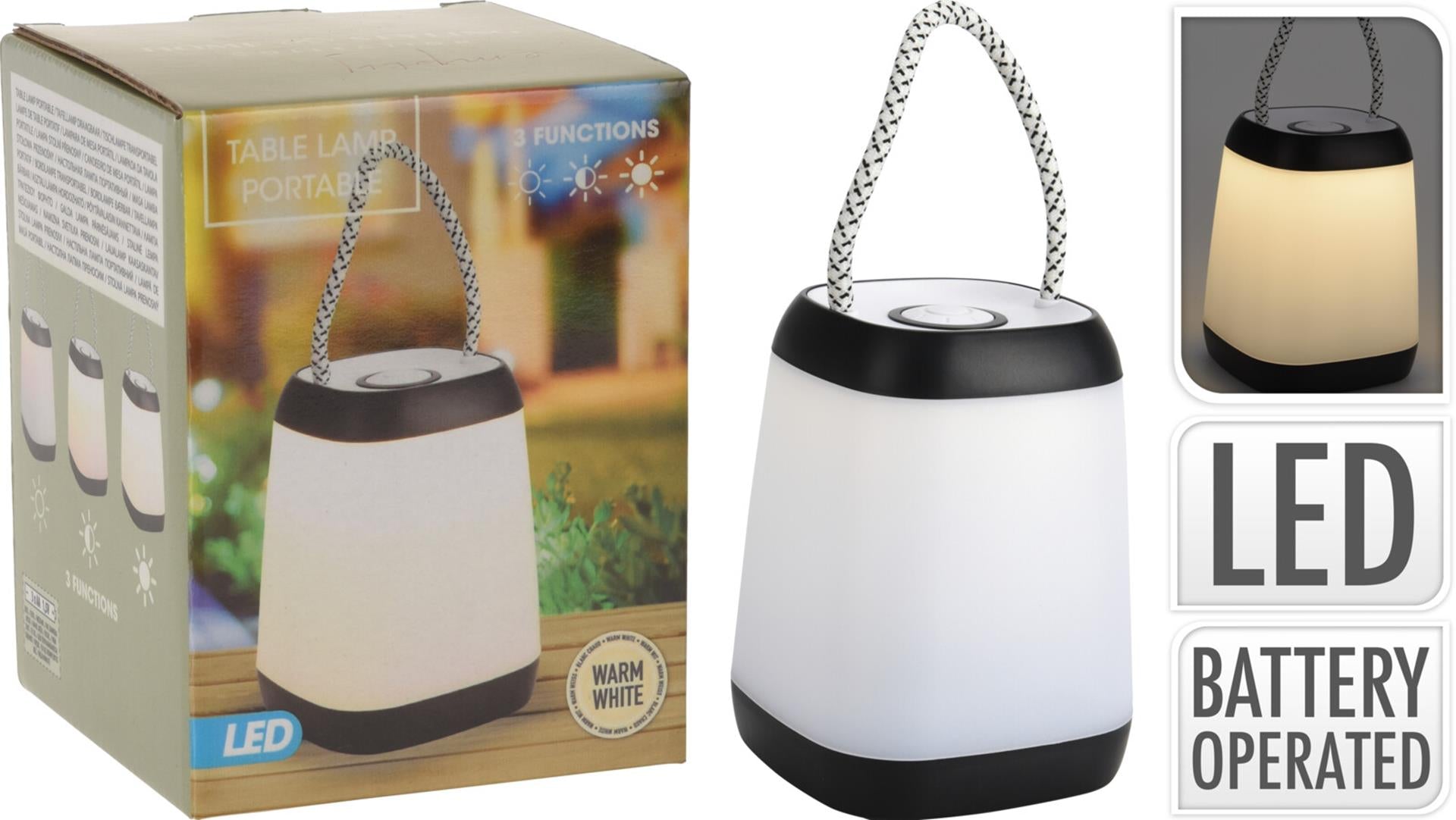 Lampe de table LED portable noir