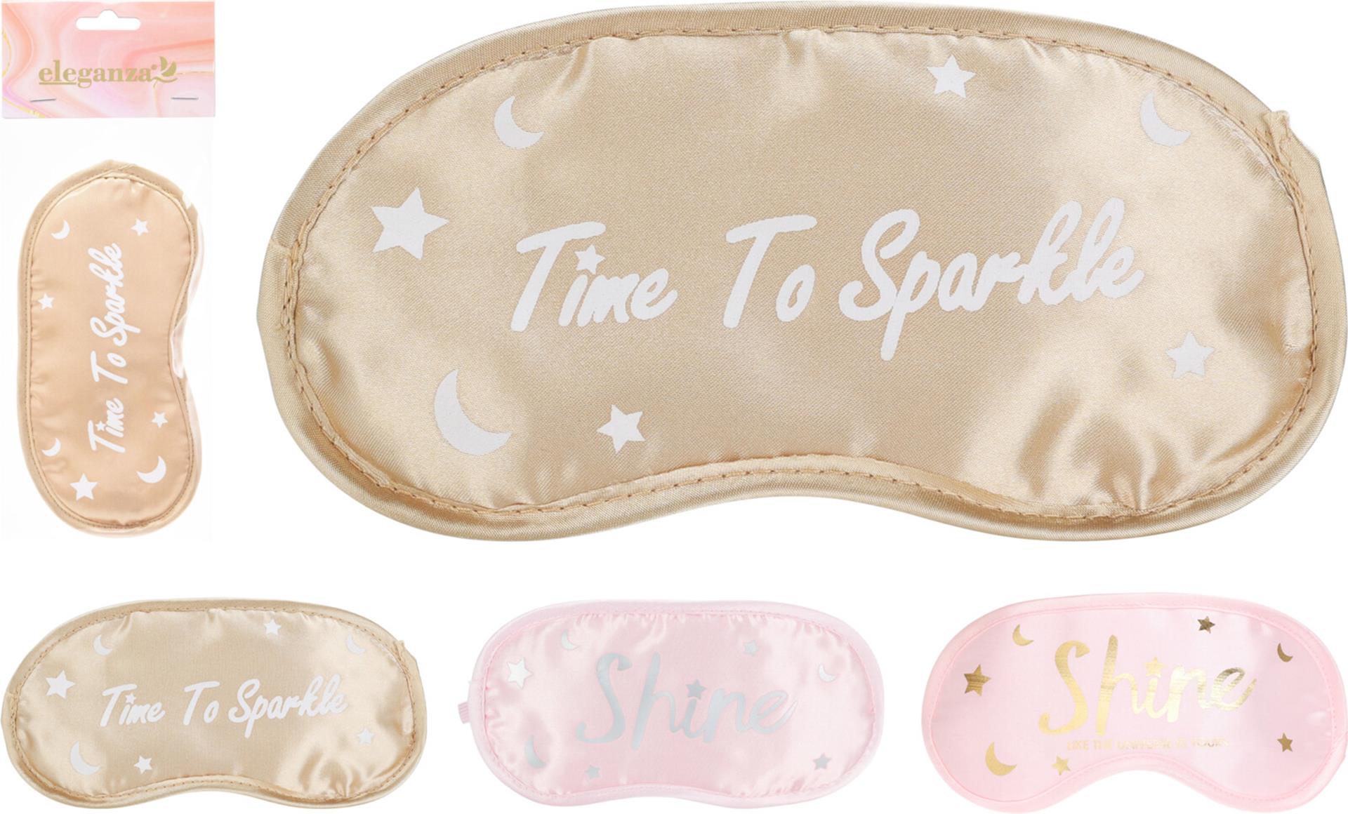 Masque de nuit en satin avec texte rose