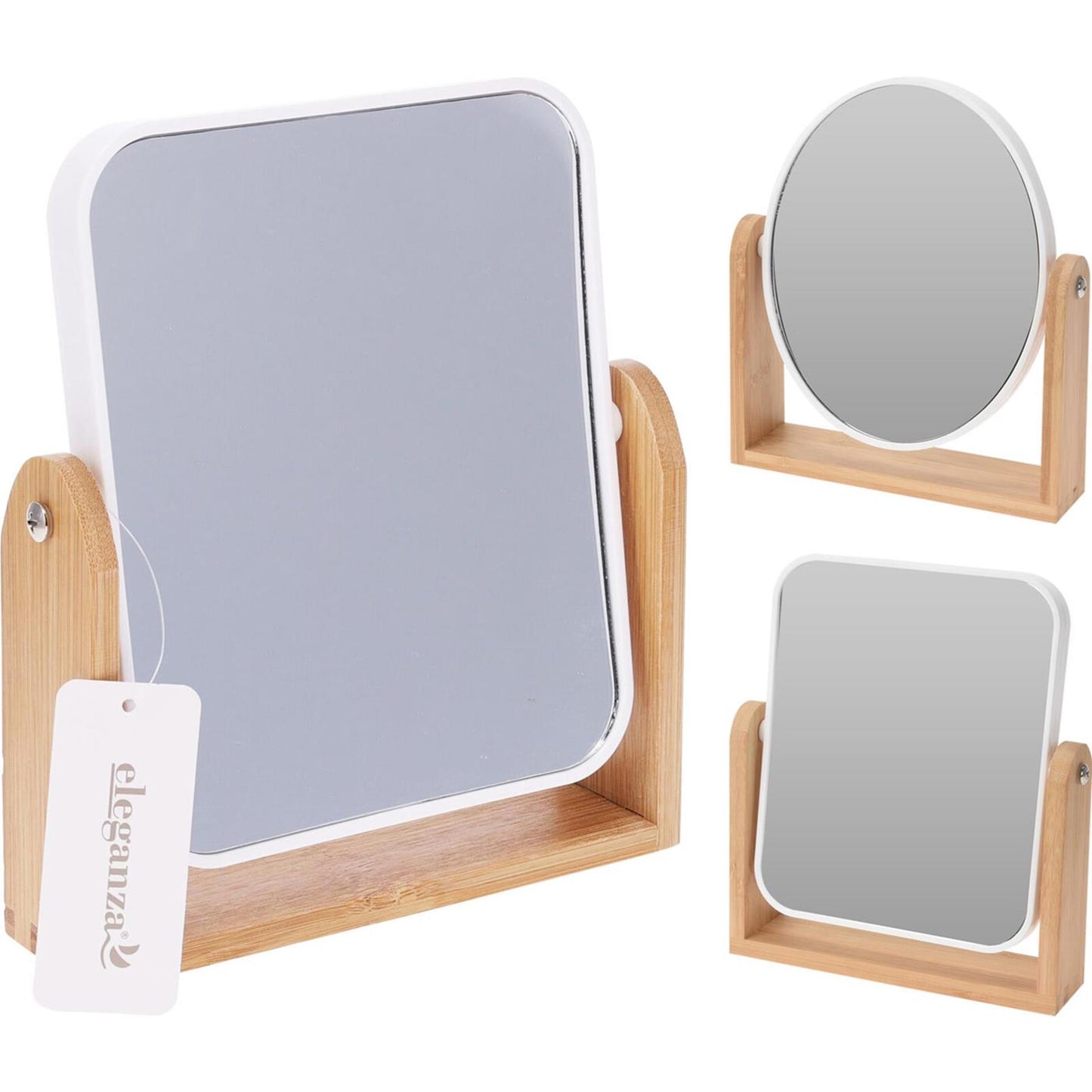 Miroir de maquillage Eleganza bois plastique 2 faces