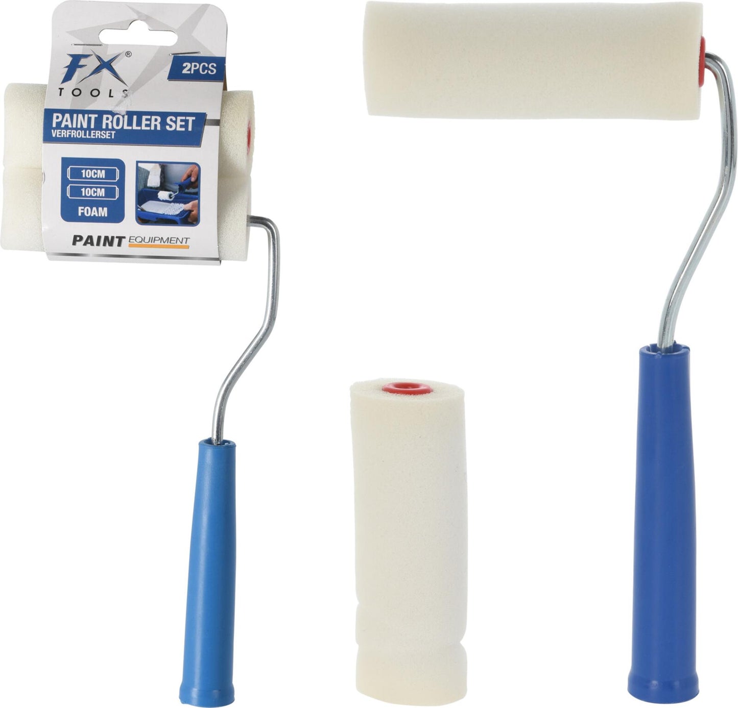 Fx tools rouleaux à peinture mousse 2 pièces avec support