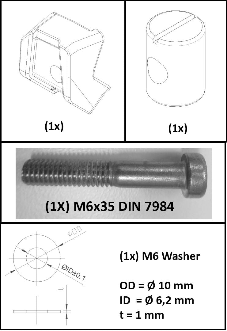 Bloc diviseur de courroie Koga + boulon + écrou cylindrique (jeu)