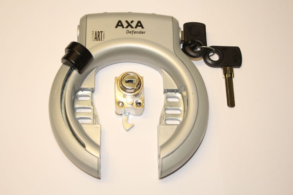 Axa Lock Ring Defender + Carrier Lock Batterie Argent