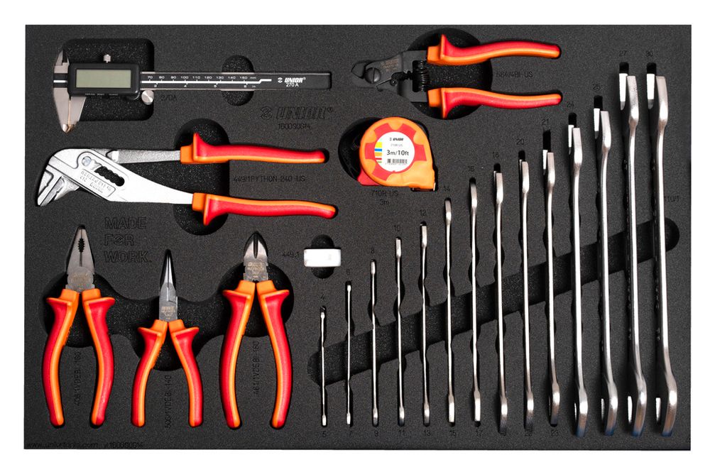 Chariot à outils Unior avec incrustation d'outils