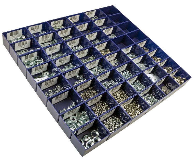 Coffret tiroir XLC 1 écrou plaque rondelle ressort plaqué inox
