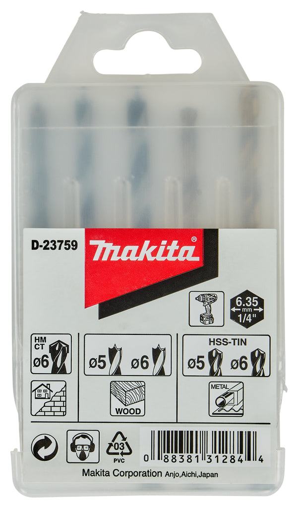 Accessoires Makita d-23759 jeu de forets 1 4 forme e - d-23759
