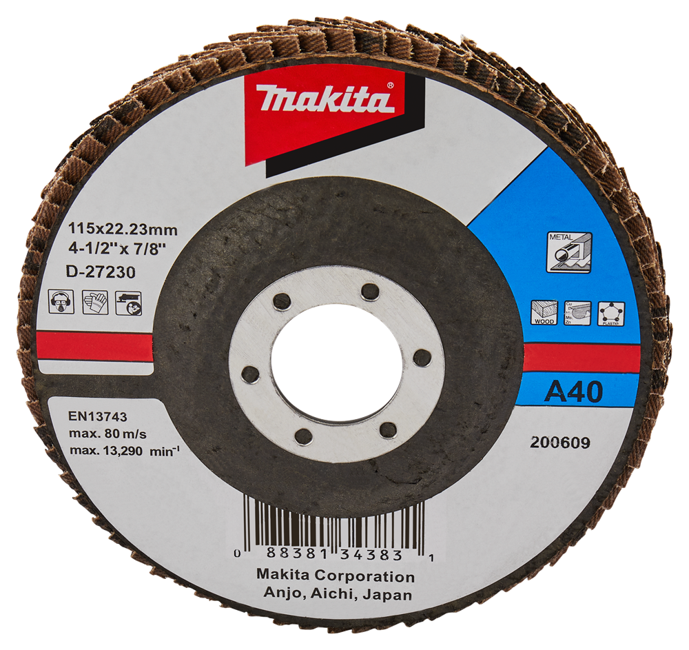 Makita accessoires disque de ponçage à lamelles 115mm a40 - d-27230 d-27230
