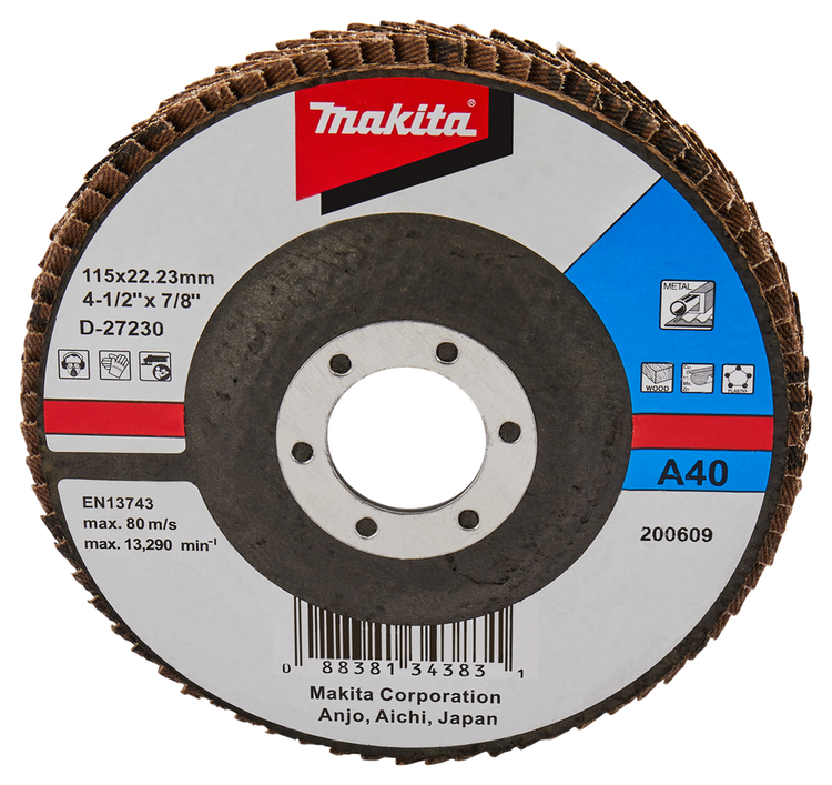 Makita accessoires disque de ponçage à lamelles 115mm a40 - d-27230 d-27230