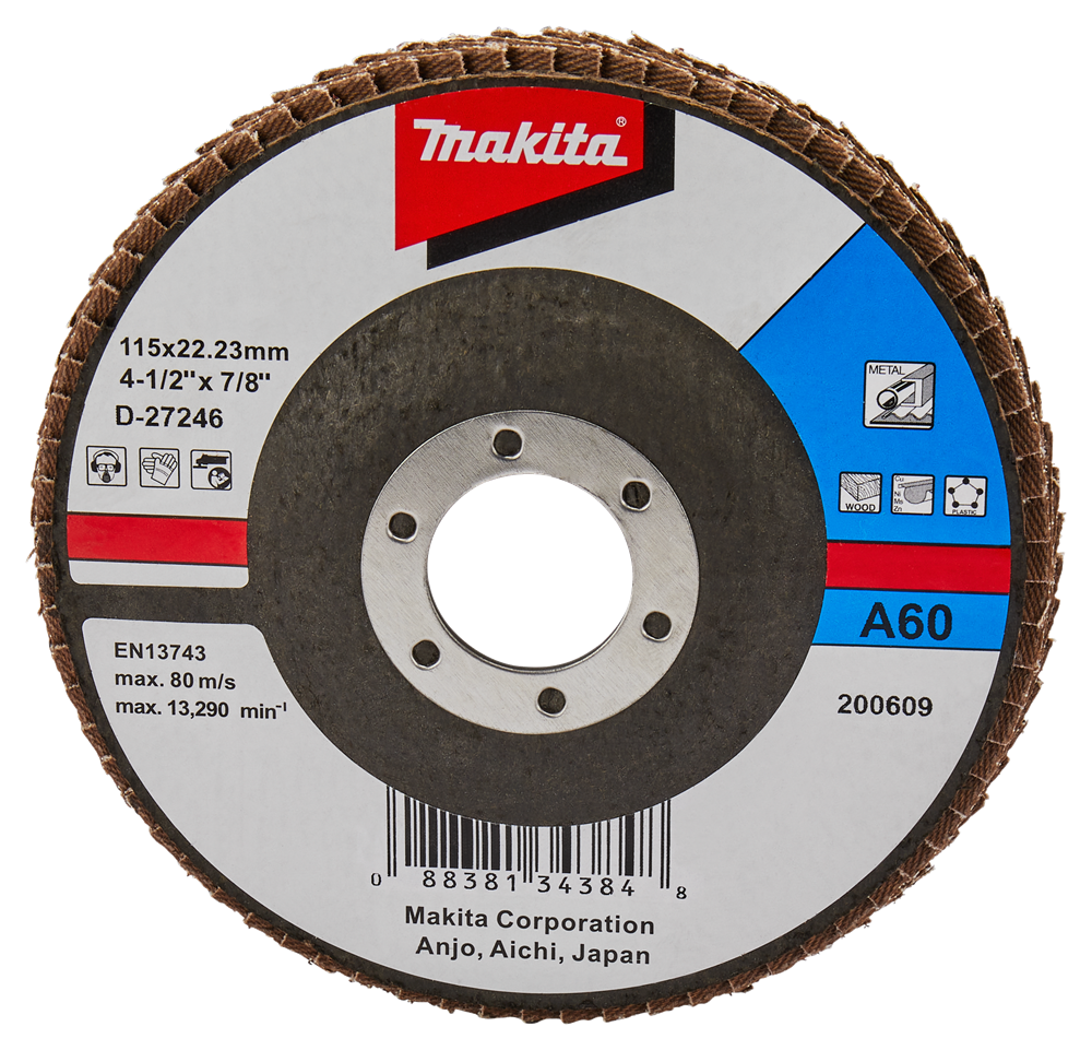 Makita accessoires disque de ponçage à lamelles 115mm a60 - d-27246 d-27246