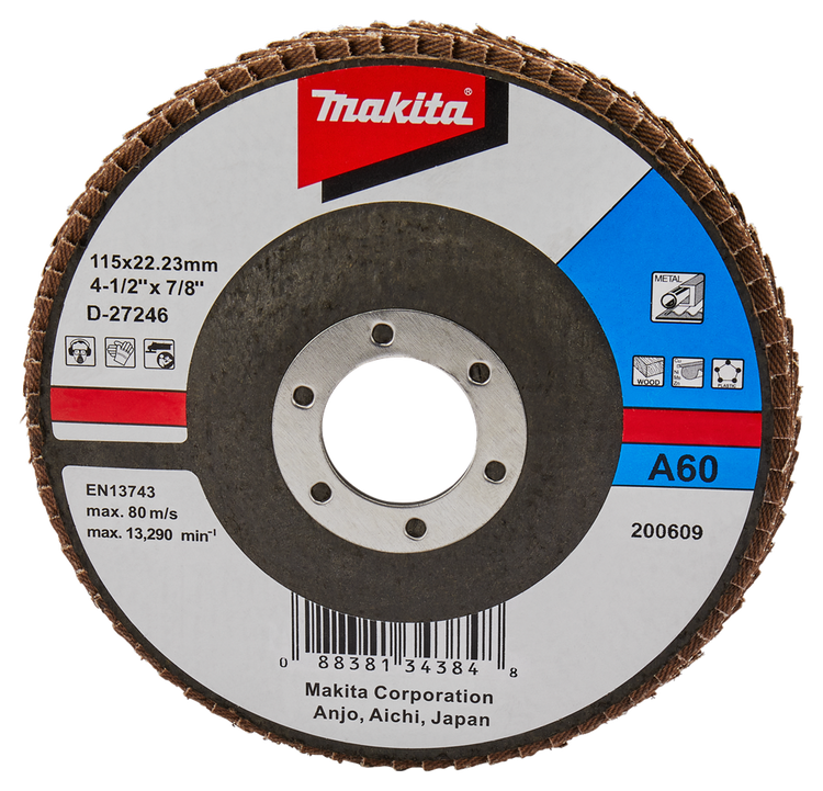 Makita accessoires disque de ponçage à lamelles 115mm a60 - d-27246 d-27246